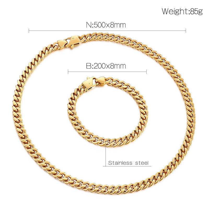 Silver&Golden Color Cuban Necklace