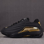 Men's Black and Gold Shock-Absorbing Sports Shoes
