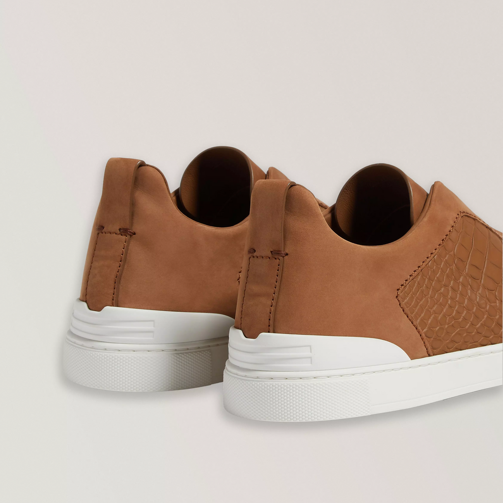 Triple Stitch Alligator Leather Sneakers