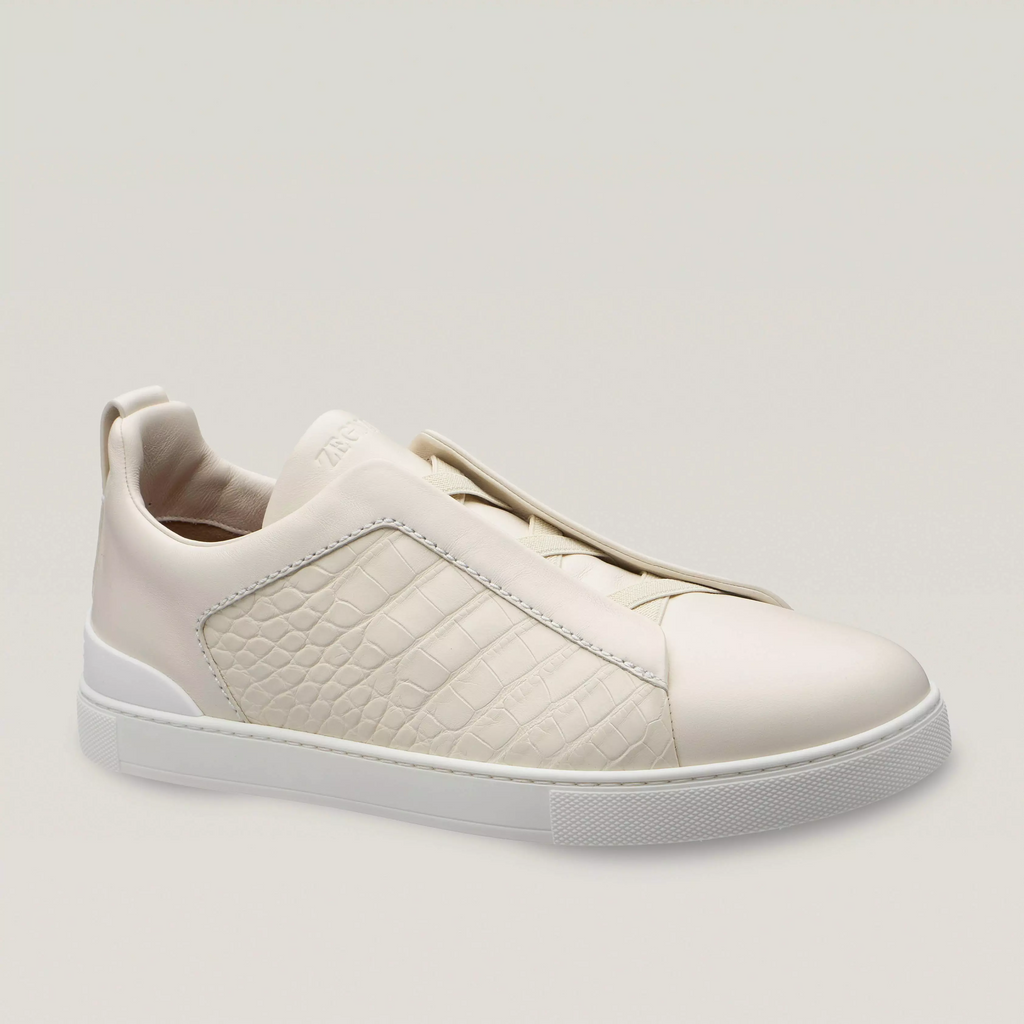Triple Stitch Alligator Leather Sneakers