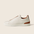 Off White Deerskin Triple Stitch Sneakers