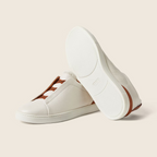 Off White Deerskin Triple Stitch Sneakers