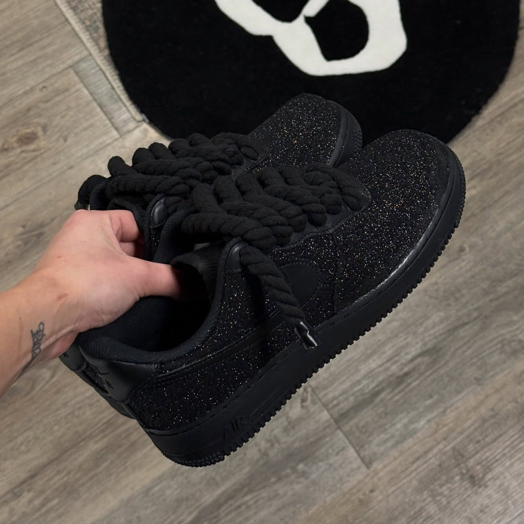 AF Black Glitter X Red Bottoms Men's Sneaker