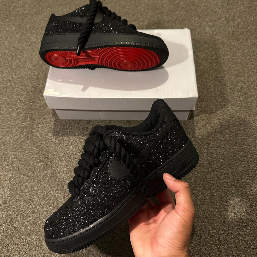 AF Black Glitter X Red Bottoms Men's Sneaker