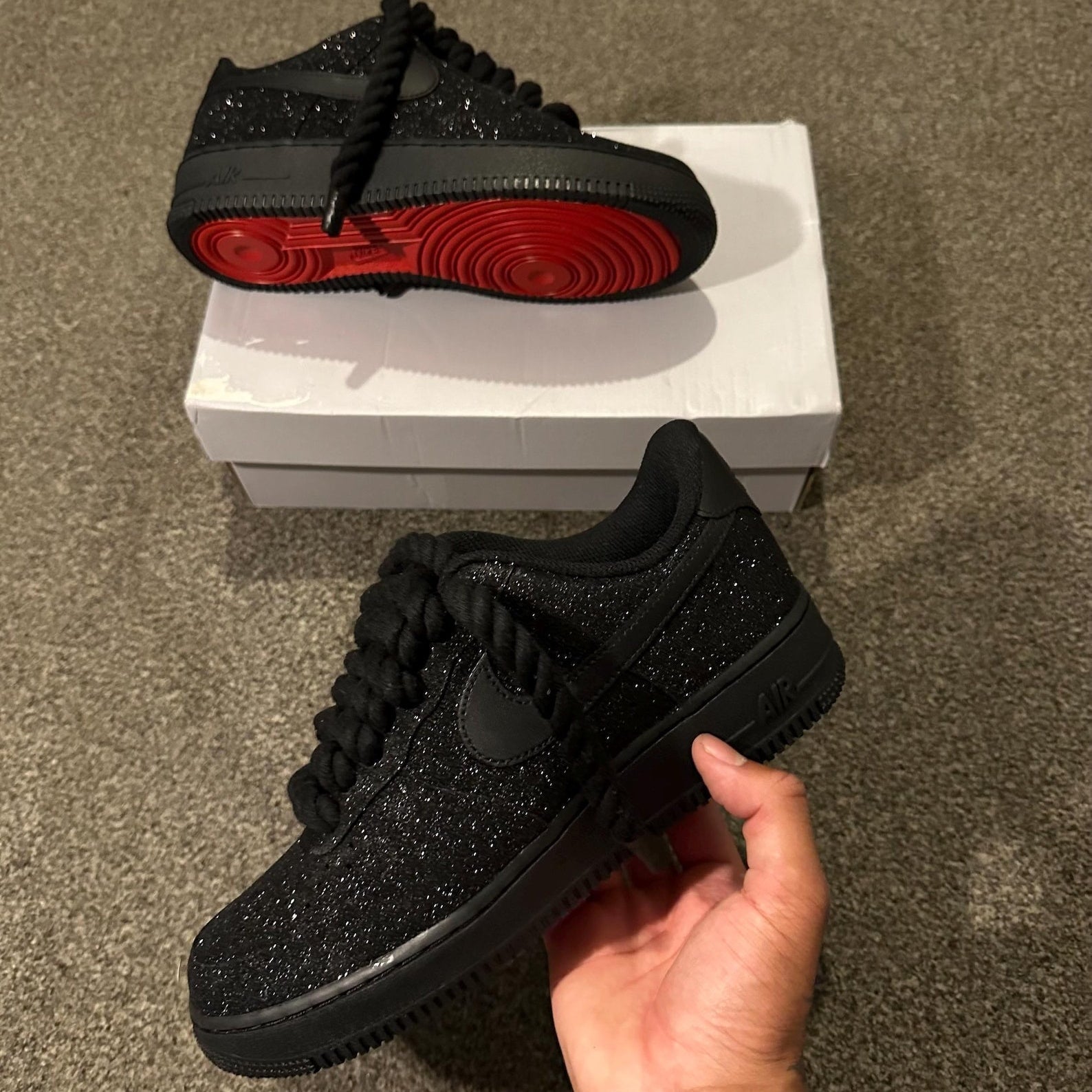 AF Black Glitter X Red Bottoms Men's Sneaker