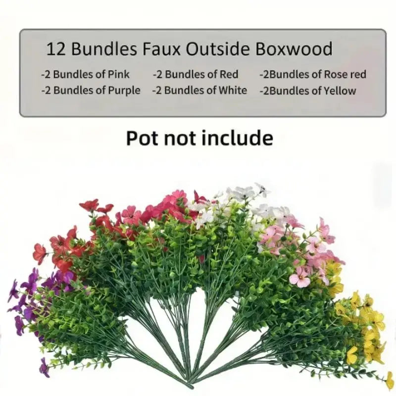 6-Color Artificial Flower UV Resistant Colorful Fake Flower