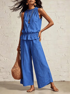 Women’s Casual Boho Ruffle Top & Pants Set
