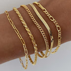5 Pcs Golden Bracelets Set