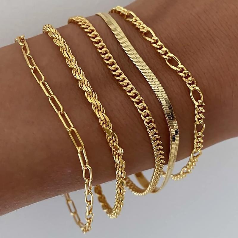 5 Pcs Golden Bracelets Set