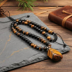 Natural Tiger’s Eye Geometric Necklace