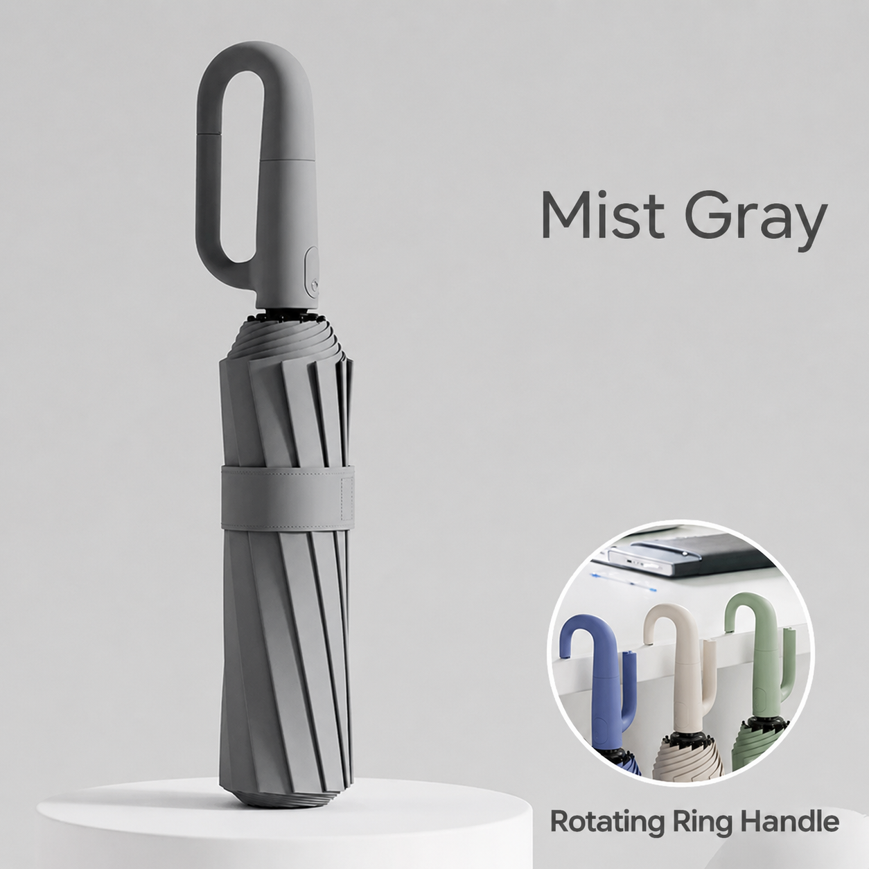 Automatic Folding Umbrella with Rotating Ring Hand
