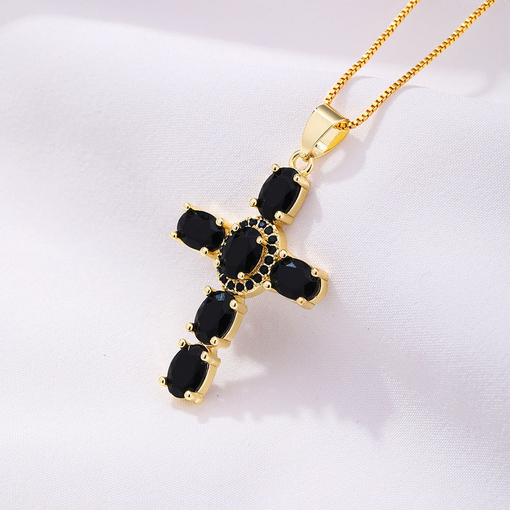 Rainbow Cross Pendant Necklace