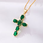 Rainbow Cross Pendant Necklace