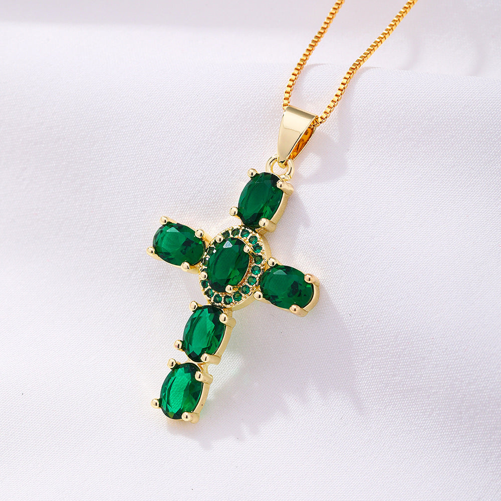 Rainbow Cross Pendant Necklace