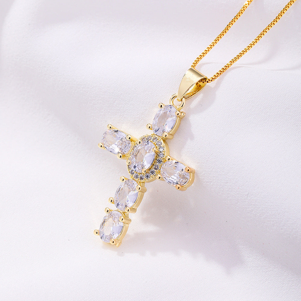 Rainbow Cross Pendant Necklace