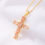 Rainbow Cross Pendant Necklace
