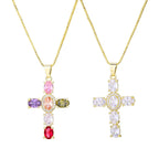 Rainbow Cross Pendant Necklace