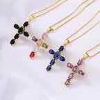 Rainbow Cross Pendant Necklace