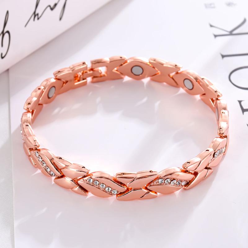 Women's leaf bracelet, pure copper magnetic bracelet