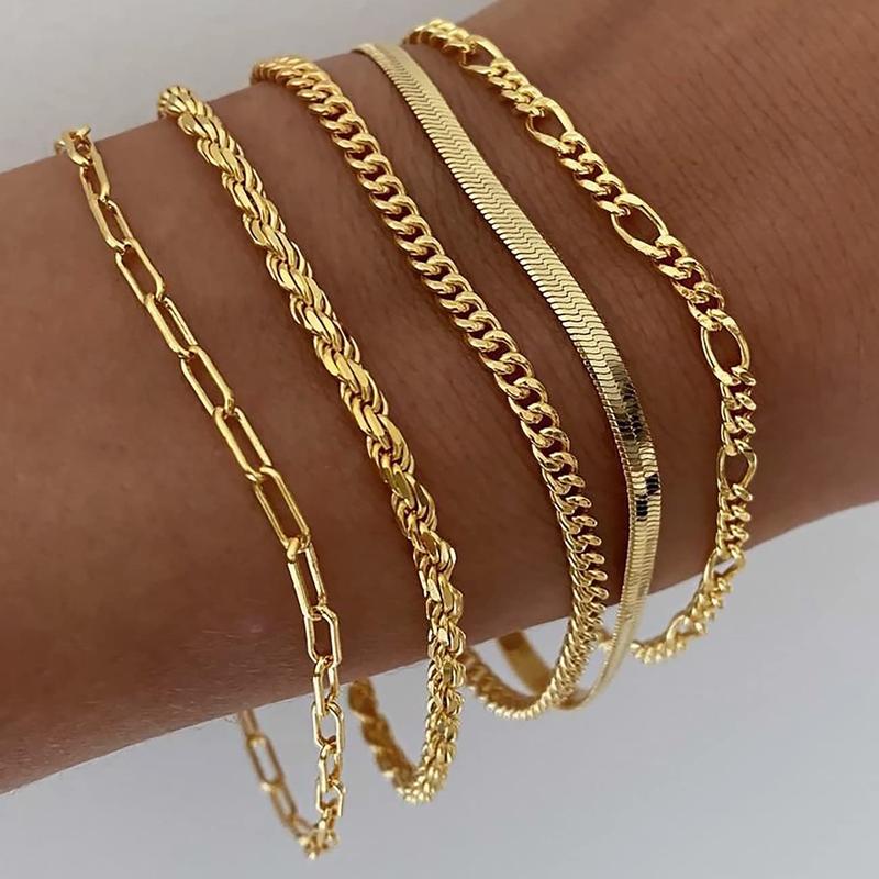 5 Pcs Golden Bracelets Set