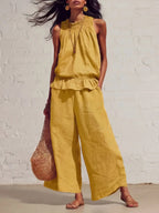Women’s Casual Boho Ruffle Top & Pants Set