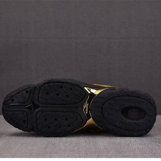 Men's Black and Gold Shock-Absorbing Sports Shoes
