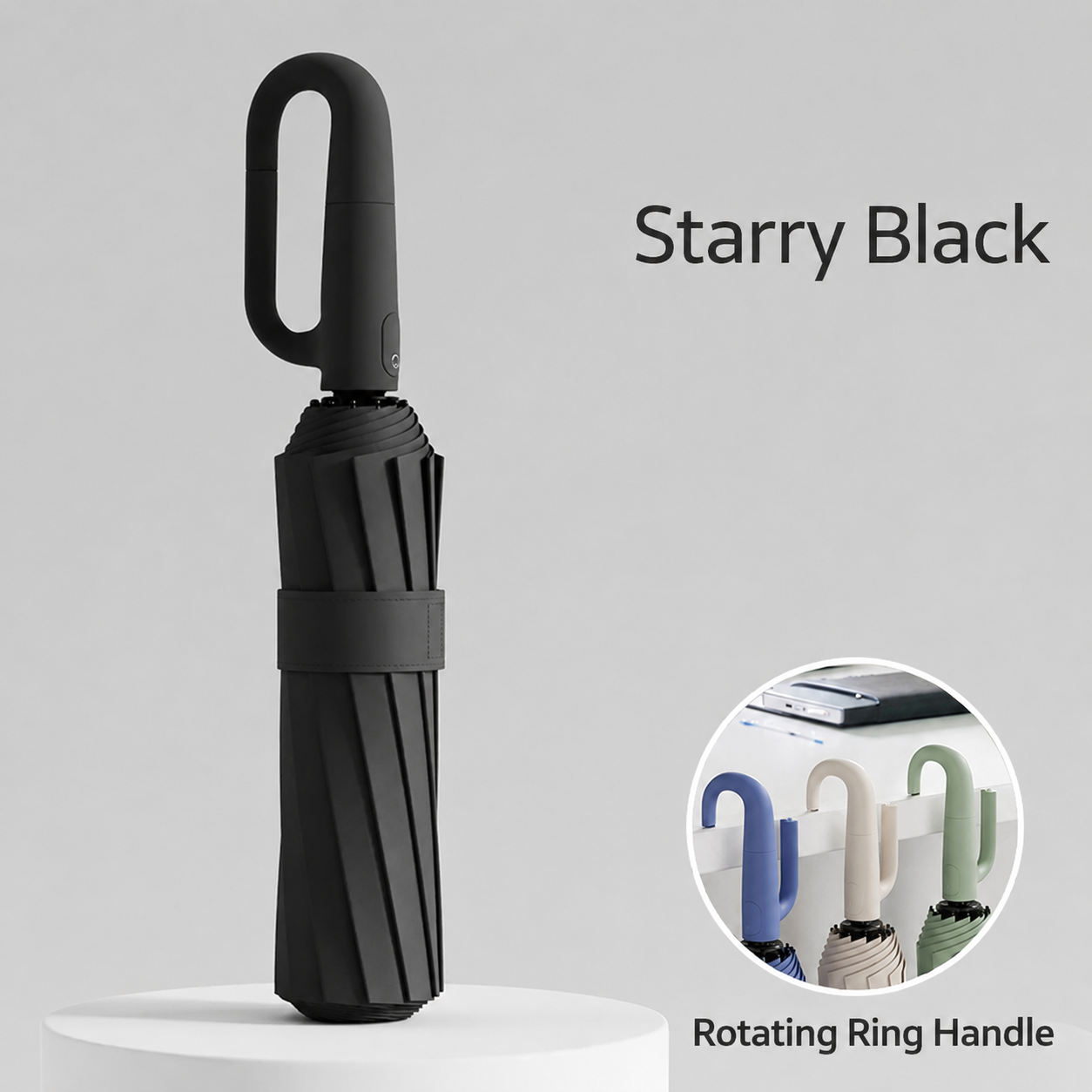 Automatic Folding Umbrella with Rotating Ring Hand