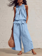 Women’s Casual Boho Ruffle Top & Pants Set
