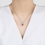 Preserved Real Rose Gift with Red Diamont Necklace
