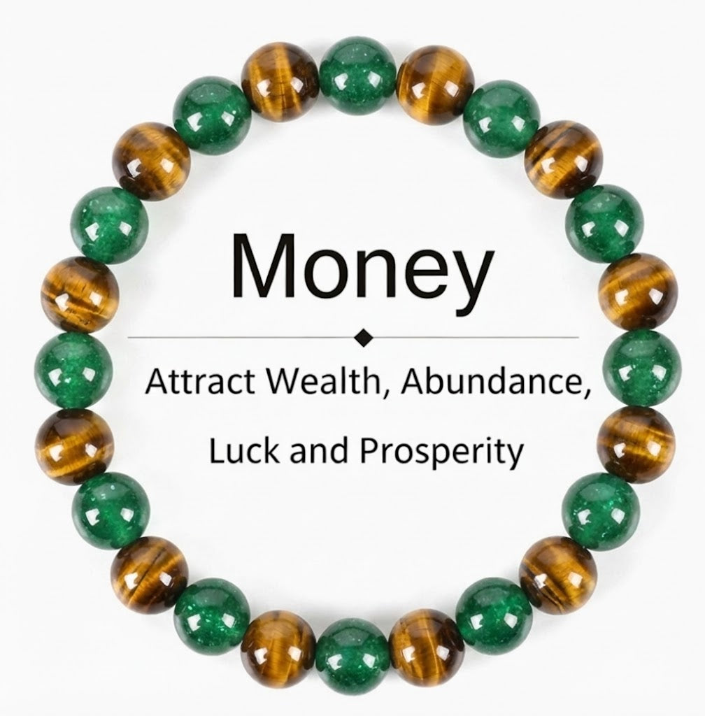 Arpurraina Money Attraction Bracelet with Green Aventurine & Tiger Eye